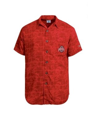 Ohio State Red Short-Sleeve Hawaiian Shirt